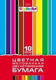 Бумага цв.набор А4 2-х стор.10л.10цв.ХАТБЕР 10Бц4м_07263 Creative set мел.(папка)