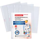 Файл-вкладыш с перф.А4  40мкм 100шт.BRAUBERG PREMIUM 273008  матов.