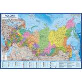 Карта России Полит.-админ.GLOBEN КН034 М1:8,5млн 101*70см интерактив.настен.лам.