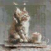 Мозаика по номерам 30*30 ФЕНИКС 68616 Алмазная.Котенок меломан холст